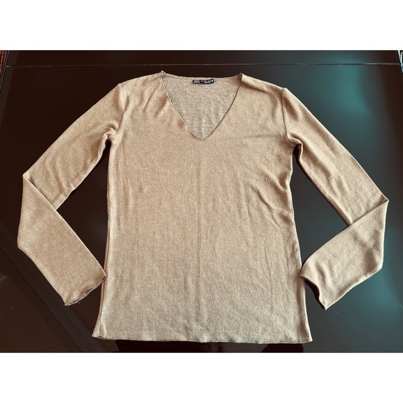 Zara Light Knit V- Neck Long Sleeve Sweater Top, S - Picture 7 of 12